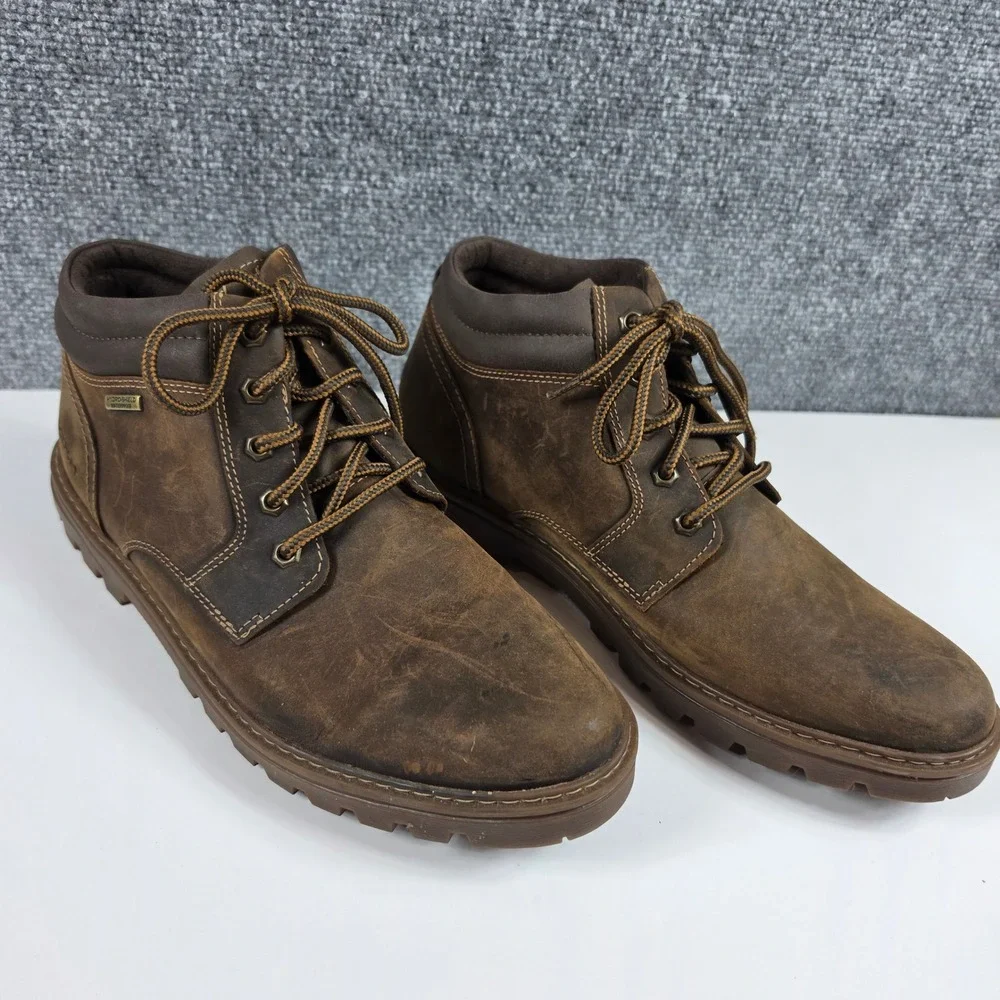 Rockport Storm Front Brown Leather Waterproof Chukka Boots Mens 11.5 CI6148